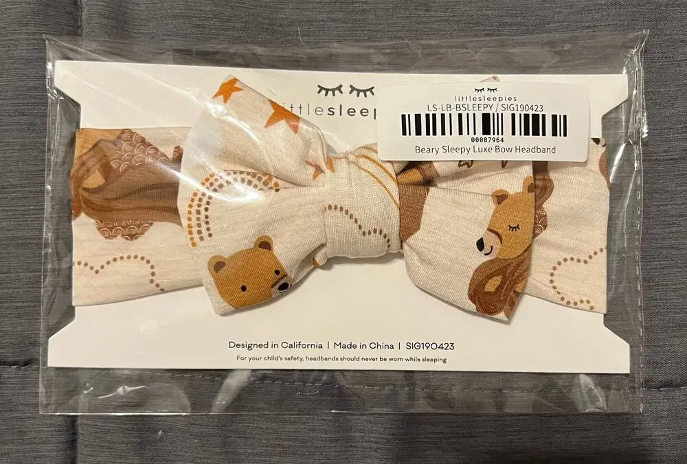 Little Sleepies Beary Sleepy Lux Bow Headband